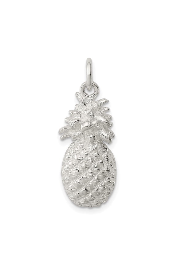 Fine Jewelry 925 Sterling Silver Pineapple Charm for Women (L - 25 mm, W - 11 mm)