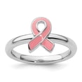 thumbnail image 1 of Auriga Fine Jewelry 925 Sterling Silver Pink Enameled Awareness Ribbon Ring for Women Size 6, 1 of 6