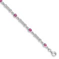 thumbnail image 1 of Auriga Fine Jewelry 925 Sterling Silver Pink Tourmaline and Diamond Bracelet 7 inch for Women(L- 7inch, W- 4mm), 1 of 6