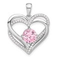 thumbnail image 1 of Auriga Fine Jewelry 925 Sterling Silver Pink and White CZ Double Heart Pendant(L- 26.1mm, W- 20.9mm) for Women, 1 of 6