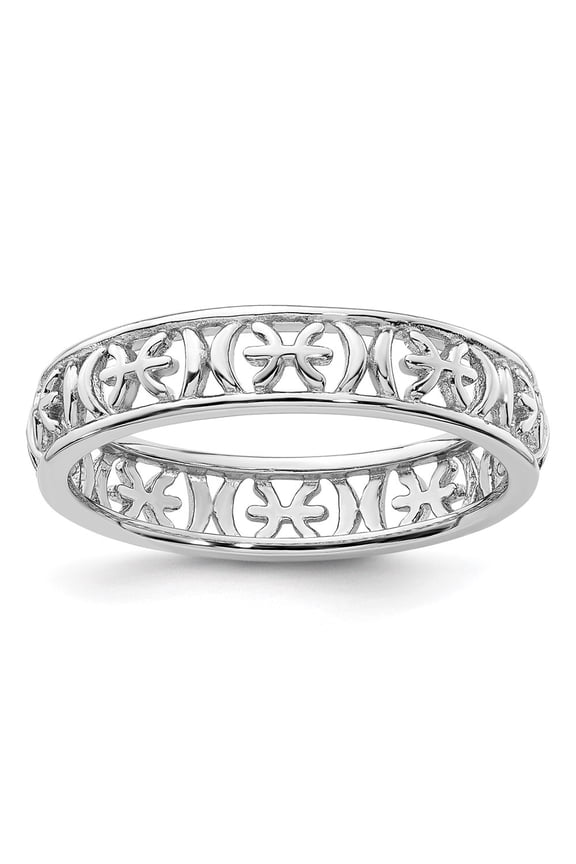 Fine Jewelry 925 Sterling Silver Pisces Zodiac Ring for Women Size- 7