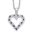 thumbnail image 1 of Auriga Fine Jewelry 925 Sterling Silver Platinum-Plated Diamond and Sapphire Heart Necklace 18" Valentine's Day Gift for Women, 1 of 6