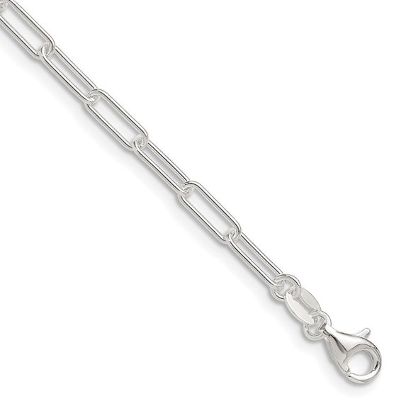 Auriga Fine Jewelry 925 Sterling Silver Polished 3 mm Elongated Paperclip Chain Necklace for Women 18"