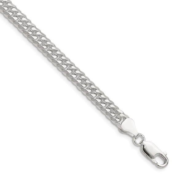 Auriga Fine Jewelry 925 Sterling Silver Polished 5.7mm Double Diamond-cut Curb 8inch Chain Bracelet for Women