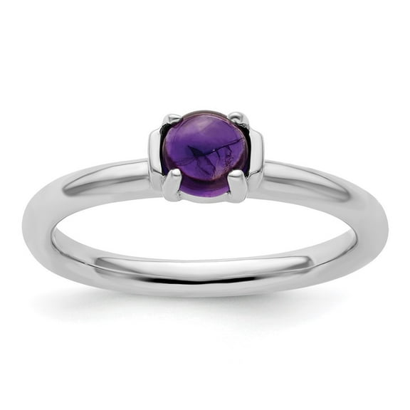 Auriga Fine Jewelry 925 Sterling Silver Polished Amethyst Ring for Women Size 10