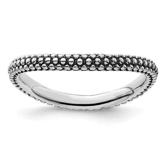Auriga Fine Jewelry 925 Sterling Silver Polished Antiqued Wave Ring for Women Size 9