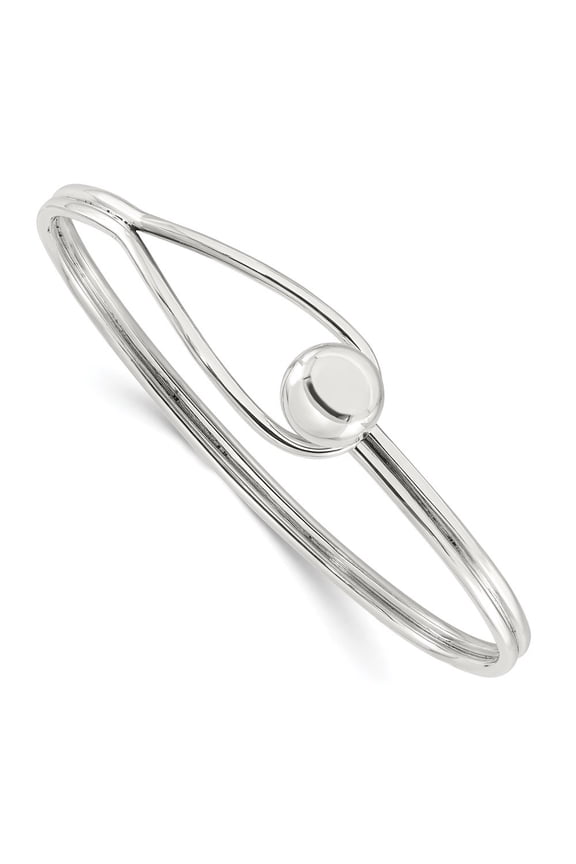 Fine Jewelry 925 Sterling Silver Polished Ball Bead & Loop Bangle for Women