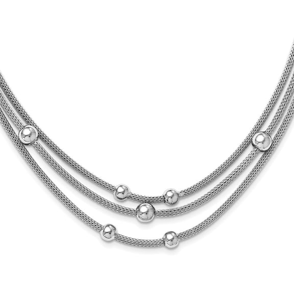 Auriga Fine Jewelry 925 Sterling Silver Polished Beaded Mesh Necklace for Women 18.5"