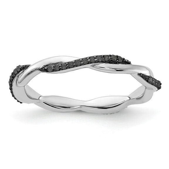 Auriga Fine Jewelry 925 Sterling Silver Polished Black Diamond Ring for Women Size 5