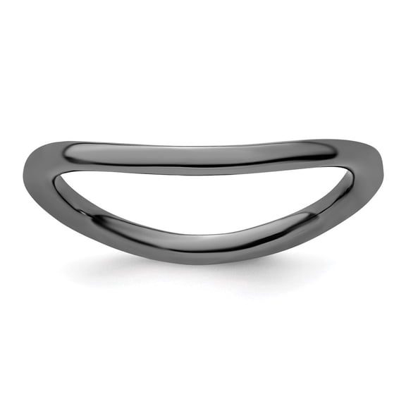 Auriga Fine Jewelry 925 Sterling Silver Polished Black-plated Wave Ring for Women Size 10