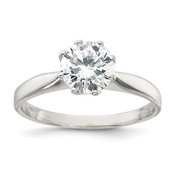 Auriga Fine Jewelry 925 Sterling Silver Polished CZ Ring for Women Size 7