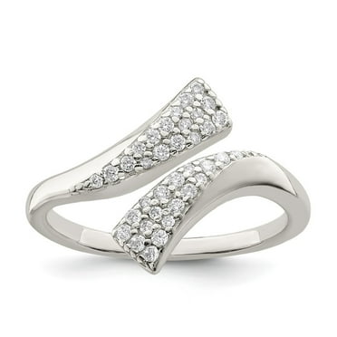 Auriga Fine Jewelry 925 Sterling Silver Polished Cubic Zirconia Fancy Bypass Ring Size 7 for Women