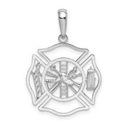 Auriga Fine Jewelry 925 Sterling Silver Polished Cut-Out Fireman Shield Pendant for Women L-29 mm, W-20 mm