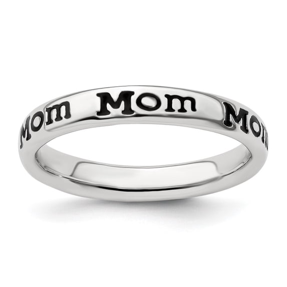Auriga Fine Jewelry 925 Sterling Silver Polished Enameled Mom Ring for Women Size 9