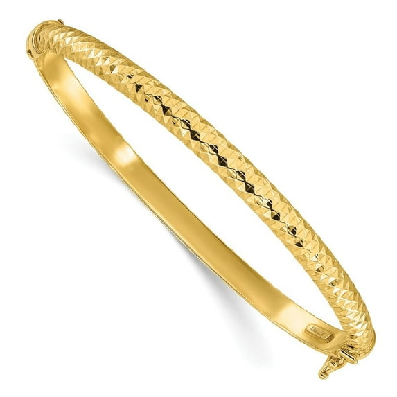 Auriga Fine Jewelry 925 Sterling Silver Polished Gold-tone Textured Hinged Bangle Bracelet for Women