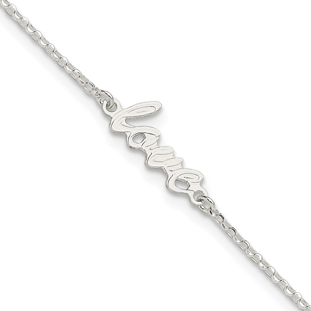Auriga Fine Jewelry 925 Sterling Silver Polished LOVE 9inch Plus 1in ext. Anklet for Women