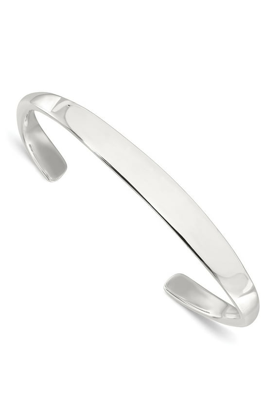 Fine Jewelry 925 Sterling Silver Polished Step Flat Cuff Bangle for Women