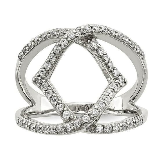 Auriga Fine Jewelry 925 Sterling Silver Polished Synthetic CZ Ring for Women Size- 6