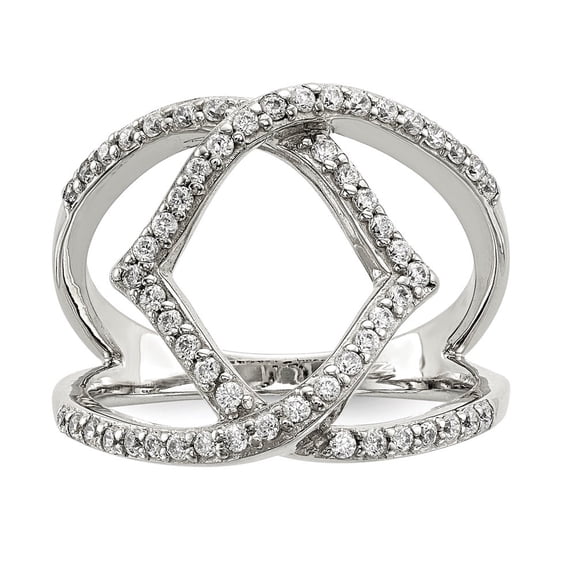Auriga Fine Jewelry 925 Sterling Silver Polished Synthetic CZ Ring for Women Size- 6