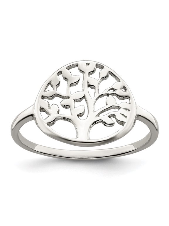 Fine Jewelry 925 Sterling Silver Polished Tree Ring Size 7 for Women