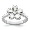 thumbnail image 1 of Auriga Fine Jewelry 925 Sterling Silver Polished White Enameled Flower Ring for Women Size- 9, 1 of 6