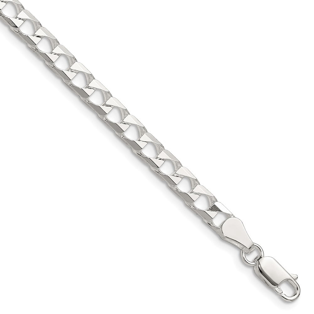 Auriga Fine Jewelry 925 Sterling Silver D/C 5mm Flat Curb Link Chain Bracelet for Men 8"
