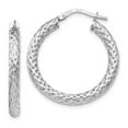 thumbnail image 1 of Auriga Fine Jewelry 925 Sterling Silver Polished and Textured Hinged Hoop Earrings for Women, 1 of 6