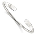 thumbnail image 1 of Auriga Fine Jewelry 925 Sterling Silver Polished with Hammered Ends Cuff Bangle for Women, 1 of 6