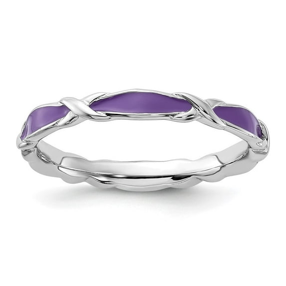 Auriga Fine Jewelry 925 Sterling Silver Purple Enameled Ring for Women Size- 7