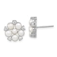 thumbnail image 1 of Auriga Fine Jewelry 925 Sterling Silver RH 3-5mm White Button FWC Pearl CZ Post Stud Earrings for Women, 1 of 5