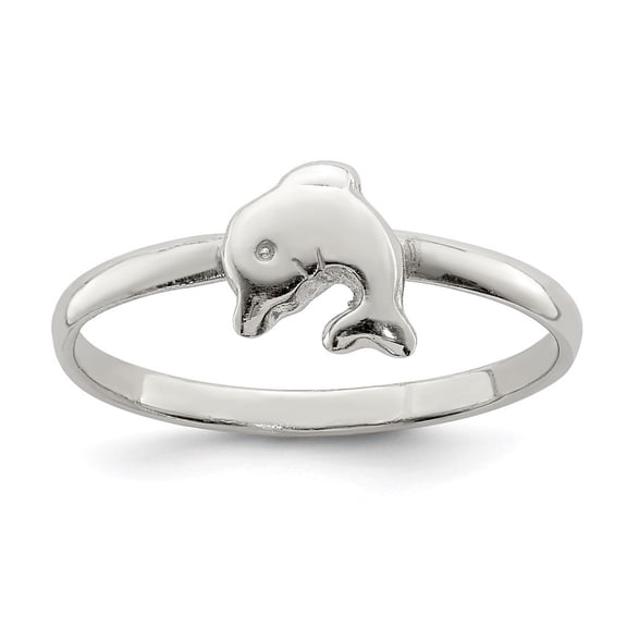 Auriga Fine Jewelry 925 Sterling Silver RH Plated Polished Dolphin Ring Size 4