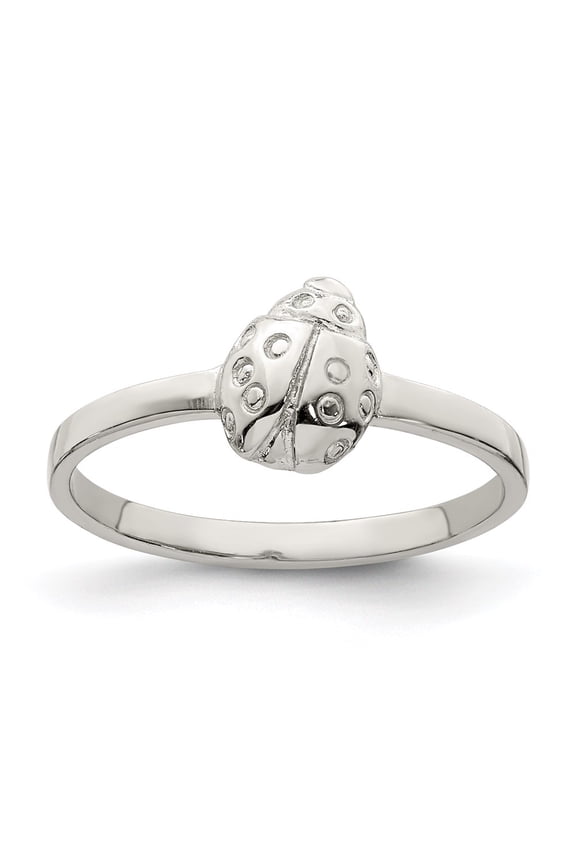 Fine Jewelry 925 Sterling Silver RH Plated Polished Ladybug Ring Size 3