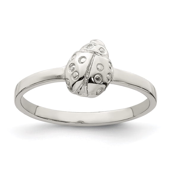 Auriga Fine Jewelry 925 Sterling Silver RH Plated Polished Ladybug Ring Size 3