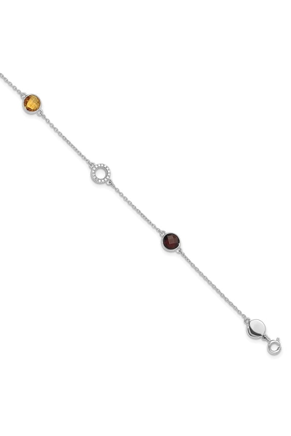 Fine Jewelry 925 Sterling Silver RH Plated White Ice Diamond/CI/GA 7.25 inch w/1IN Ext. Men's Bracelet