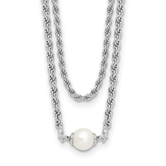 Auriga Fine Jewelry 925 Sterling Silver RH-plated 2-strand FWC Pearl with 2in Extender Necklace for Women 18"