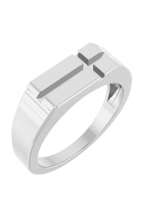 Fine Jewelry 925 Sterling Silver Rectangle Cross Signet Ring for Women Size 7