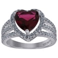 thumbnail image 1 of Auriga Fine Jewelry 925 Sterling Silver Red CZ Heart Ring Size 9for Women, 1 of 4