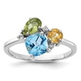 thumbnail image 1 of Auriga Fine Jewelry 925 Sterling Silver Rh Lt.Swiss Blue Topaz/ White Topaz and Peridot and Citrine Ring for Women Size 7, 1 of 6