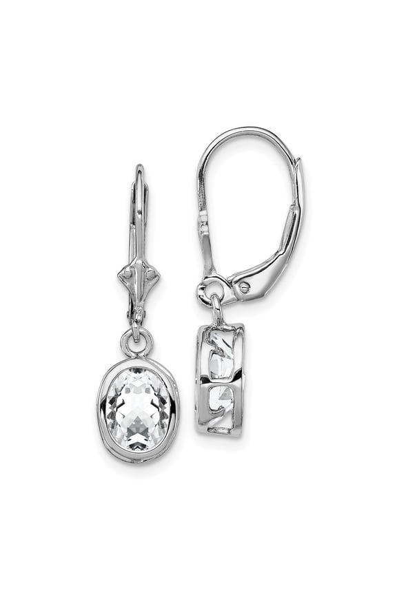 Fine Jewelry 925 Sterling Silver Rh-Plated 8x6mm Oval CZ Leverback Drop Earrings for Women