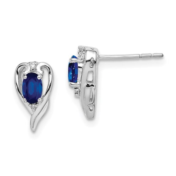 Auriga Fine Jewelry 925 Sterling Silver Rh-Plated Diamond and Sapphire Post Drop Earrings for Women
