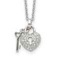 thumbnail image 1 of Auriga Fine Jewelry 925 Sterling Silver Rh-Plated Polished Key and CZ Lock Necklace with 2 inch extension Necklace for Women 16.5", 1 of 6