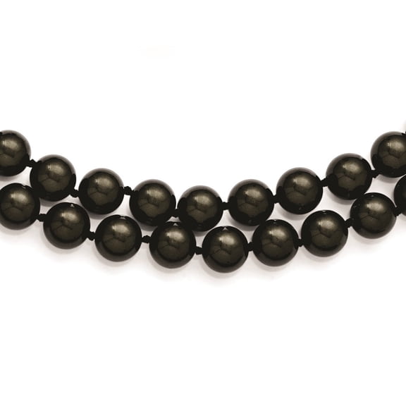 Auriga Fine Jewelry 925 Sterling Silver Rh-pl 2 Row 10-11 mm Black Imitate Shell Pearl Necklace for Women 18"