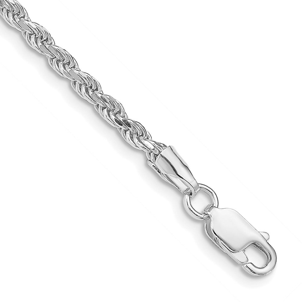 Auriga Fine Jewelry 925 Sterling Silver Rh-plated 2.75mm Diamond-cut Rope 9inch Chain Anklet for Women