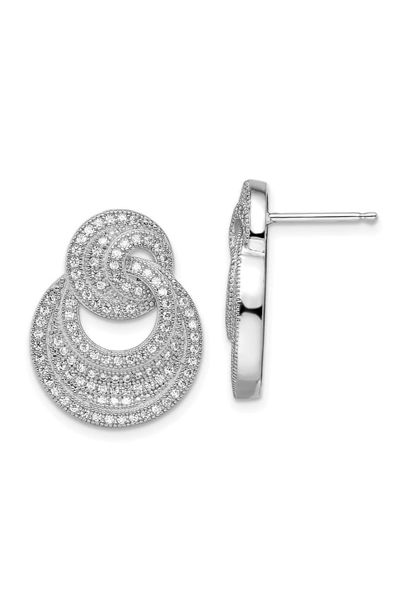 Fine Jewelry 925 Sterling Silver 208 Stone Micro CZ Circles Post Drop Earrings for Women