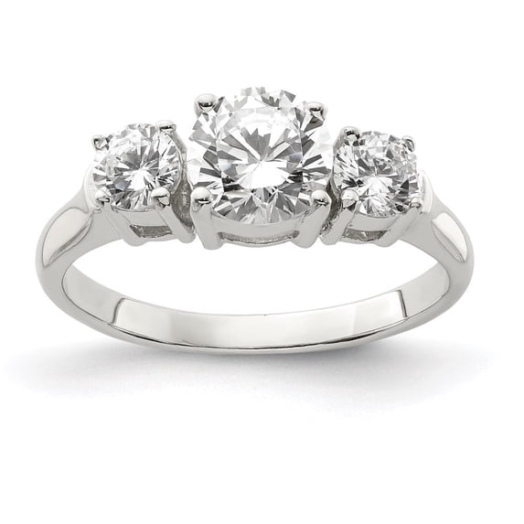 Auriga Fine Jewelry 925 Sterling Silver Rh-plated 3 Stone CZ Ring for Women Size 7