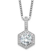 Auriga Fine Jewelry 925 Sterling Silver Rh-plated 31 Stone CZ Hexagon Necklace with 2" Ext. for Women 20"