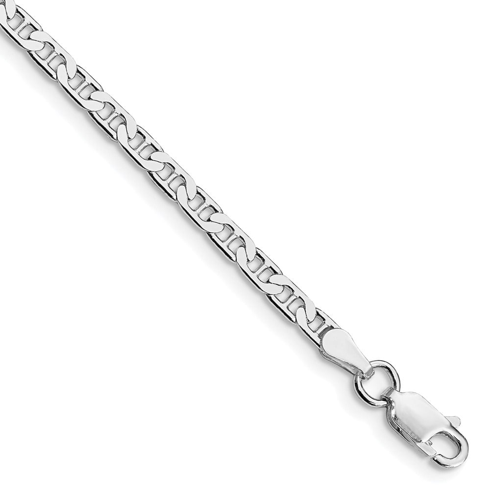 Auriga Fine Jewelry 925 Sterling Silver Rh-plated 3mm Flat Anchor 9inch Chain Anklet for Women