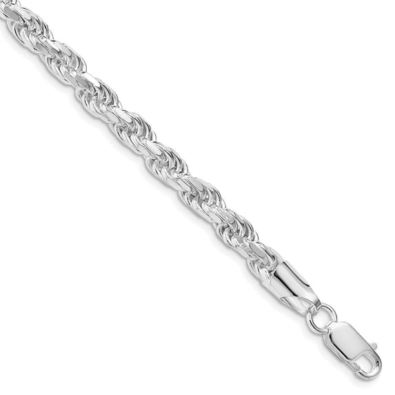 Auriga Fine Jewelry 925 Sterling Silver Rh-plated 5.75mm Diamond-cut Rope 9inch Chain Bracelet for Men