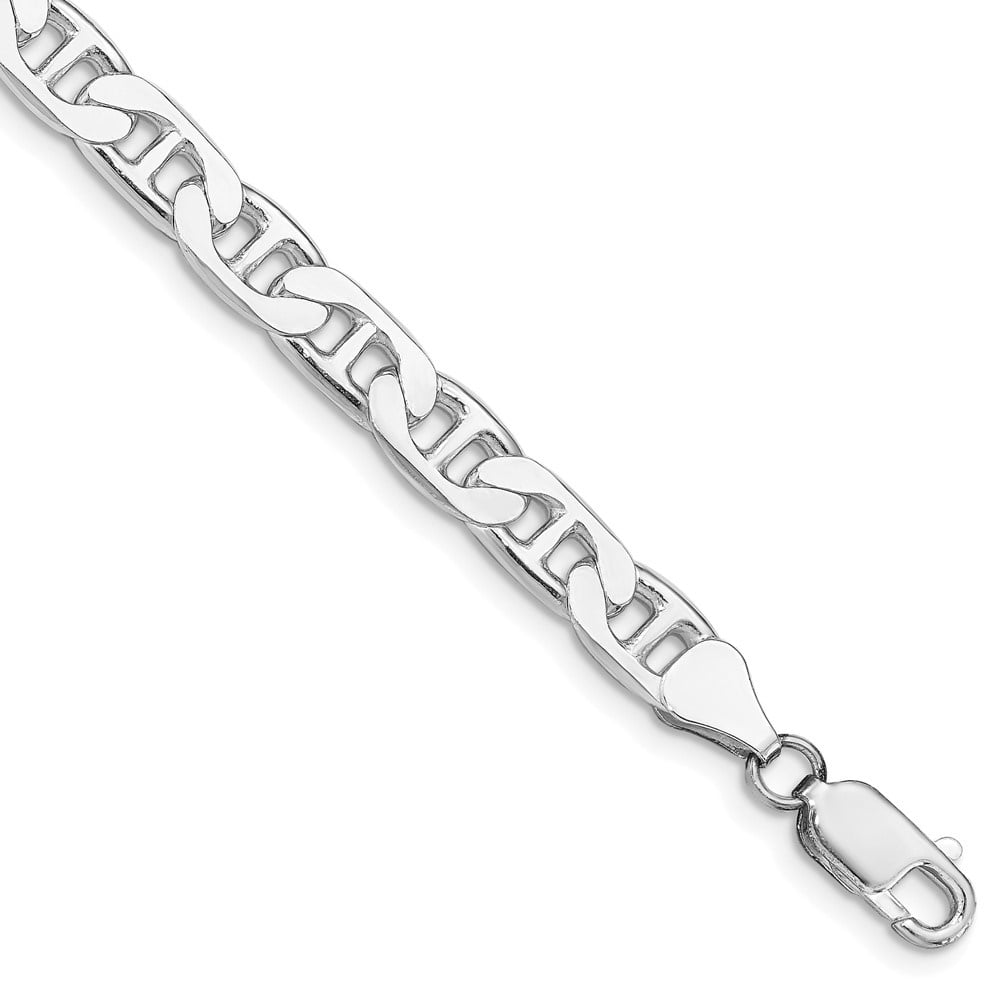 Auriga Fine Jewelry 925 Sterling Silver Rh-plated 6.5mm Flat Anchor 8inch Chain Bracelet for Men