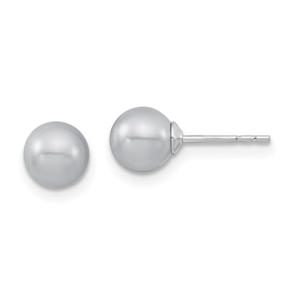 Auriga Fine Jewelry 925 Sterling Silver Rh-plated 6-7mm Grey Imitation Shell Pearl Stud Earrings for Women
